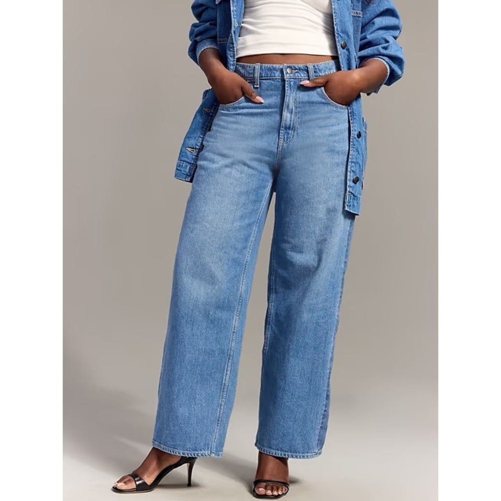 Old Navy x Christopher John Rogers Mid-Rise‎ Side Stripe Baggy Wide-Leg Jeans 0